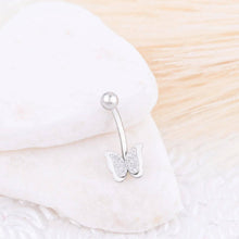 Load image into Gallery viewer, WJW - 18K Gold Stainless Steel Glitter Butterfly Belly Button Ring
