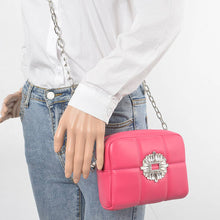 Load image into Gallery viewer, Vegan Leather Rhinestone Buckle Crossbody Bag