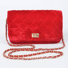 Load image into Gallery viewer, Quilted Velvet Shoulder Bag Purse Crossbody