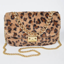 Load image into Gallery viewer, Faux Leopard Print Fur Shoulder Crossbody Purse
