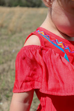 Load image into Gallery viewer, Merigold Kiss - MK058 Wilder Embroidered Cold Shoulder Kids Dress - 2 Colors: Mustard / 6-7T
