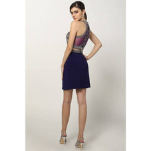 Load image into Gallery viewer, Juliet - SLEEVELESS BEADED APPLIQUE SHORT DRESS: TANZANITE BLUE / XL
