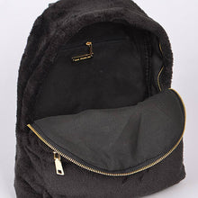 Load image into Gallery viewer, Faux Fur Backpack: Black
