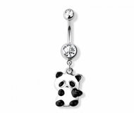 Baby Panda Dangle Navel Ring 316L SURGICAL STEEL
