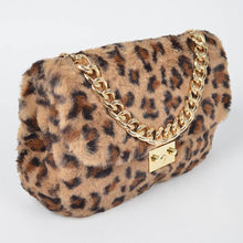 Load image into Gallery viewer, Faux Leopard Print Fur Shoulder Crossbody Purse
