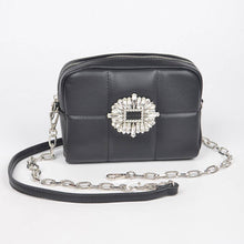 Load image into Gallery viewer, Vegan Leather Rhinestone Buckle Crossbody Bag
