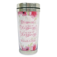 Load image into Gallery viewer, Travel Mug Blessings On Top Of Blessings - Pink &amp; Green

