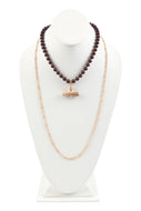 MYS Wholesale Inc - Natural Stone Pendant Wooden Beads Necklace