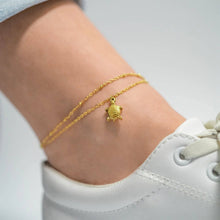 Load image into Gallery viewer, WJW - 18K Gold PVD Stainless Steel Sea Turtle Charm Anklet

