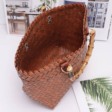 Load image into Gallery viewer, PVC Braided Top Handle Bag Purse Tote Brown
