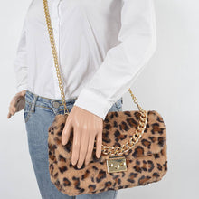 Load image into Gallery viewer, Faux Leopard Print Fur Shoulder Crossbody Purse
