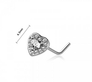 CZ Paved Heart Steel Nose Stud