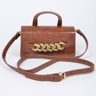 Faux Leather Chain Crossbody Bag