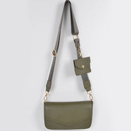 Faux Leather Crossbody Bag W/Airpod Pouch