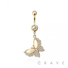 Load image into Gallery viewer, 316L SURGICAL STEEL SYNTHETIC OPAL BUTTERFLY MULTI CZ DANGLE
