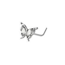 Load image into Gallery viewer, CZ PAVED GEM BUTTERFLY 316L SURGICAL STEEL L-SHAPE NOSE STUD
