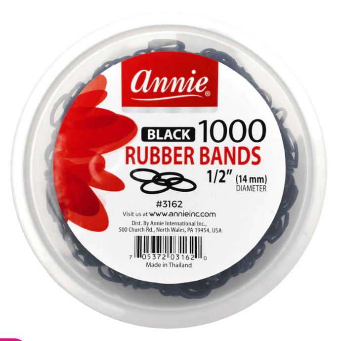 Annie 1000 Count Rubber Bands Black #3162