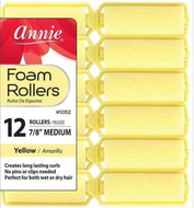 Annie Foam Rollers Yellow 12 Count 7/8” Medium #1052