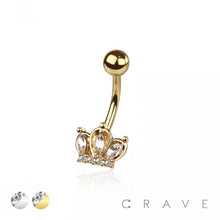 Load image into Gallery viewer, CRAVE BODY JEWELRY - MARQUISE MULTI GEM CROWN 316L SURGICAL STEEL NAVEL RING: SS/CLEAR
