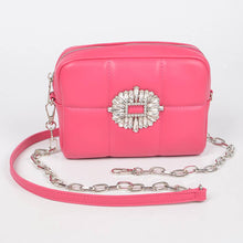 Load image into Gallery viewer, Vegan Leather Rhinestone Buckle Crossbody Bag
