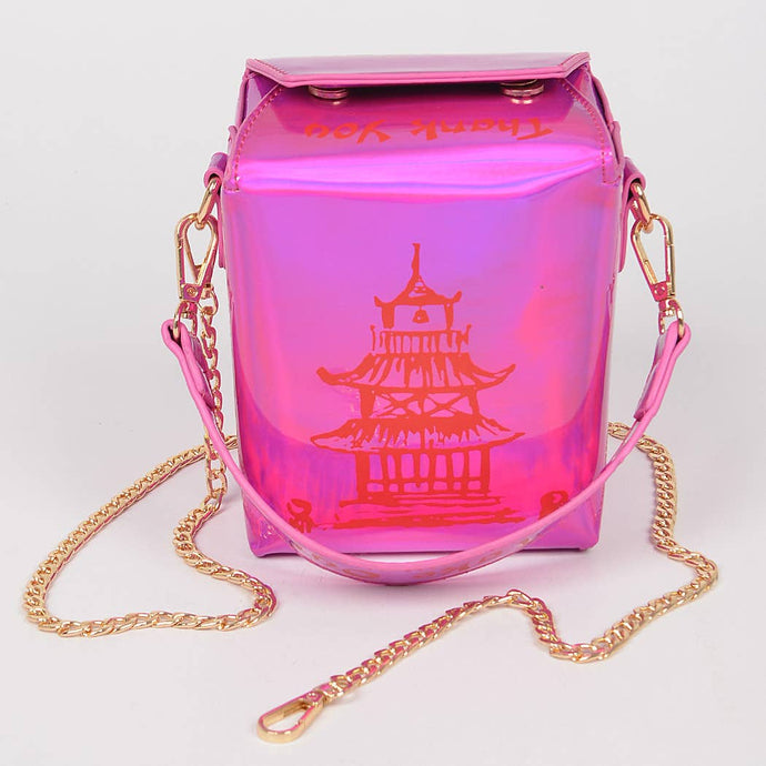 Chinese To Go Box Mirror Clutch: Fuschia