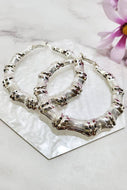 Silver Color Bamboo Hoop Earrings