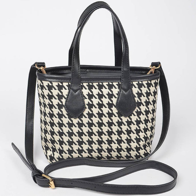 Houndstooth Tweed Small Tote Bag Purse