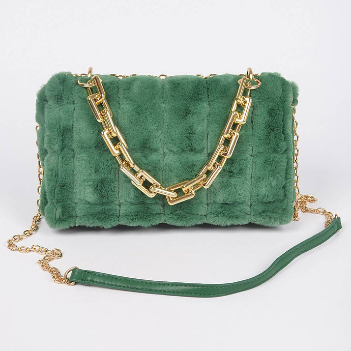 Faux Fur Purse: Green