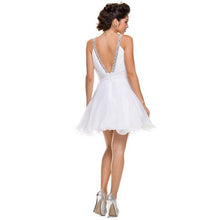 Load image into Gallery viewer, Juliet - JEWEL EMBELLISHED SHORT V-BACK DRESS: JADE / XS
