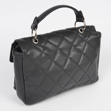 Load image into Gallery viewer, Quilted Faux Leather Top Handle Clutch: Black
