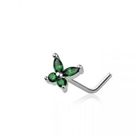 CZ PRONG BUTTERFLY 316L SURGICAL STEEL 