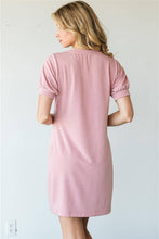 Load image into Gallery viewer, Short Sleeve Mini Dress Mauve Pink
