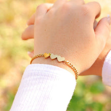 Load image into Gallery viewer, WJW - 18K Gold PVD Stainless Steel Engravable 3 Hearts on Curb Chain Bracelet
