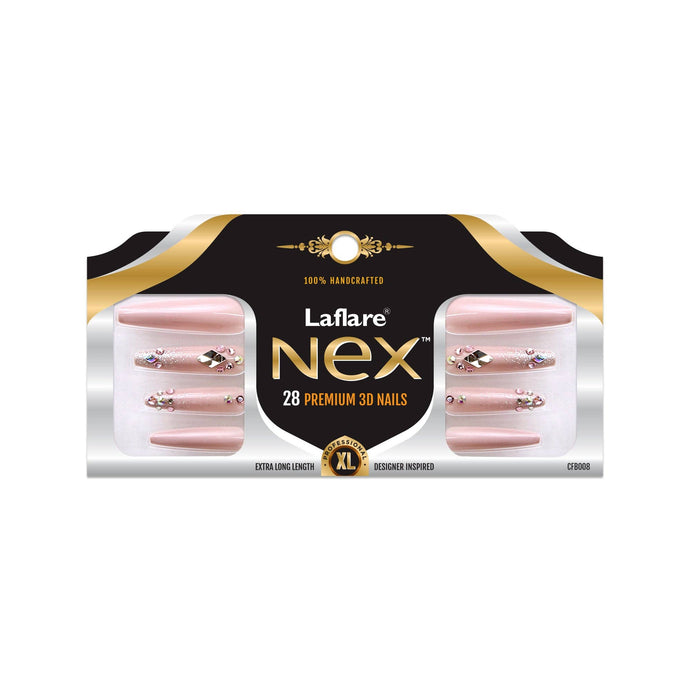 Laflare - NEX NAIL TIP-EXTRA LONG_COFFIN_CFB008: CFB008 SUGAR PINK
