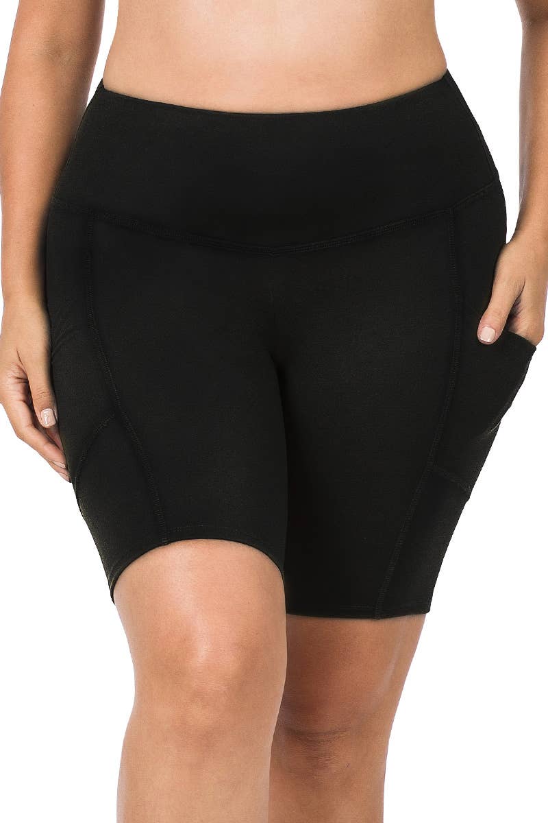 Plus Size Shorts with Pockets Black