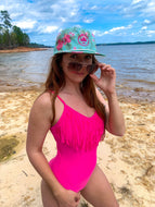 Merigold Kiss - MK091 Havasu One Piece Fringe Swimsuit - 4 Colors: L / Pink