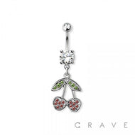 CHERRY DANGLE 316L SURGICAL STEEL BELLY BUTTON RING