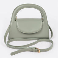 Faux Leather Handle Crossbody Bag: Sage Green