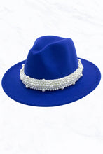 Load image into Gallery viewer, Fashion Fedora Jazz Hat with Wide Pearl Belt: Royal Blue
