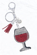 Glittering Wine Glass Cushion Keychain