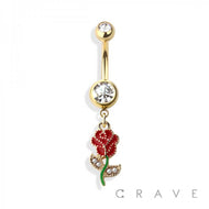 ROSE 316L SS DANGLE NAVEL RING