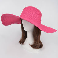 Pink Wide Rim Straw Beach Hat