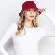 Red Line Textured Cotton Corduroy Bucket Hat