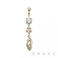 SHOOTING STAR DANGLE 316L SURGICAL STEEL BELLY BUTTON RING