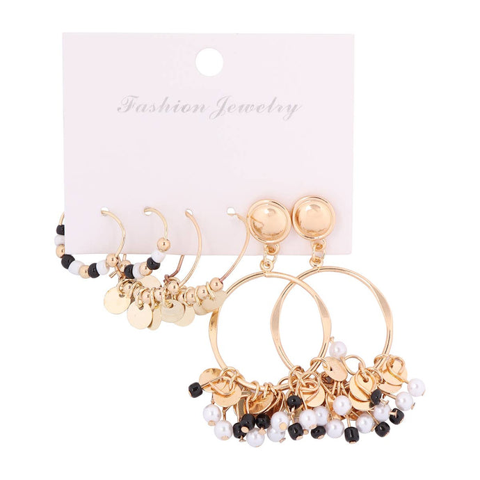 3-SET DISC HOOP POST EARRINGS