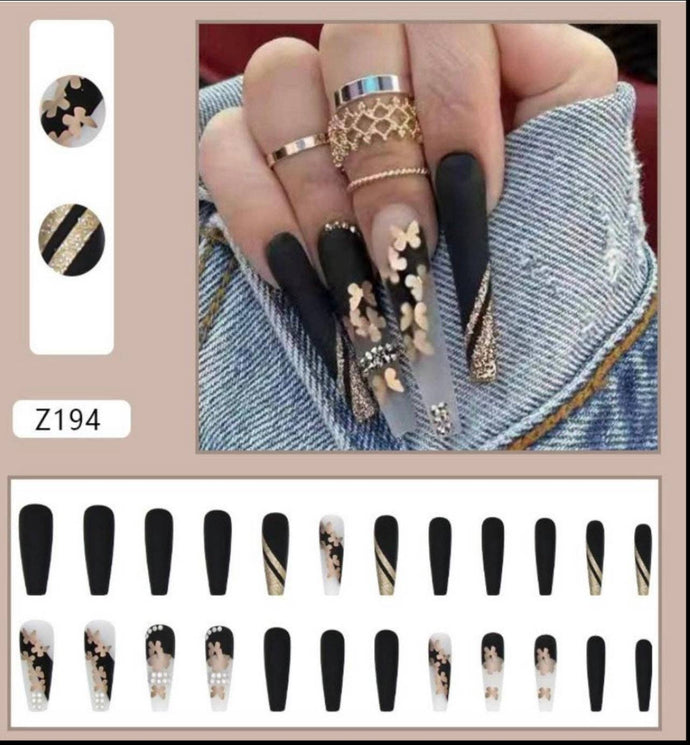 Naughty Wink Lashes - Black Gold Press On Nails