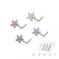 CZ PRONG FLOWER 316L SS L SHAPE NOSE BOX