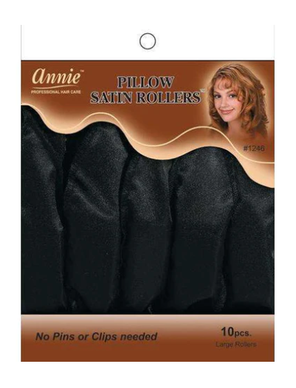 Annie Pillow Satin Rollers Black 10pcs