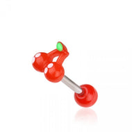 Cherry Top Tongue Barbell Ring Jewelry