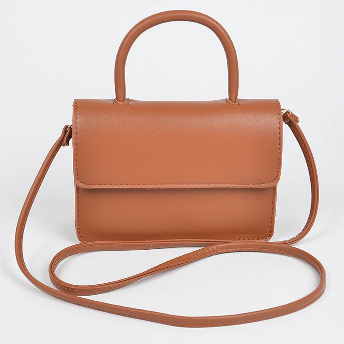 Brown Faux Leather Pleated Shoulder Strap Bag Purse